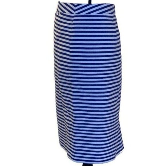 Halogen Womens Blue White Striped Straight Pencil Skirt Size 14 Lined Classy - Picture 8 of 16